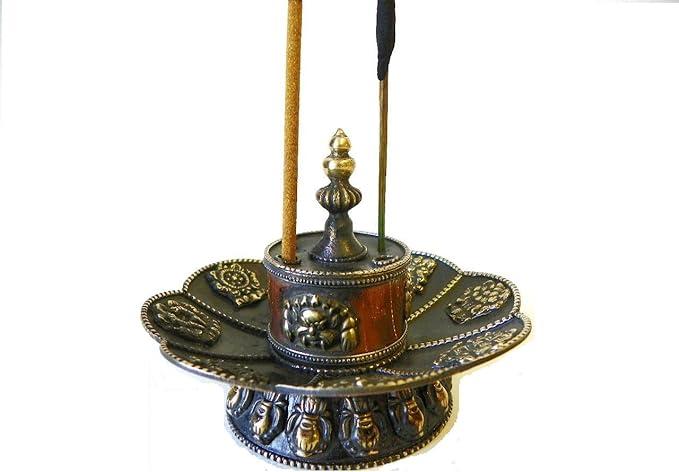 F583 Stunning Tibetan Lotus Style Incense Burner Hand Crafted in Nepal