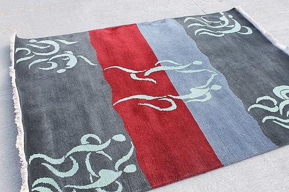 RSG4712 Gorgeous Modern Design Hand Made Tibetan Woolen Area Rug 4.7 Ft X 6.7 Ft Made in Nepal