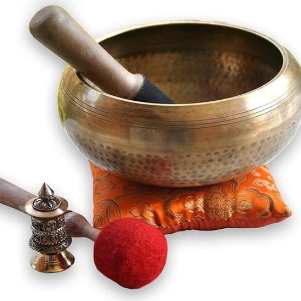 6.5 Inch Relaxing Yoga Meditation Om Peace Singing Bowl/Cushion/Rosewood Mallet/drum stick and free cushion