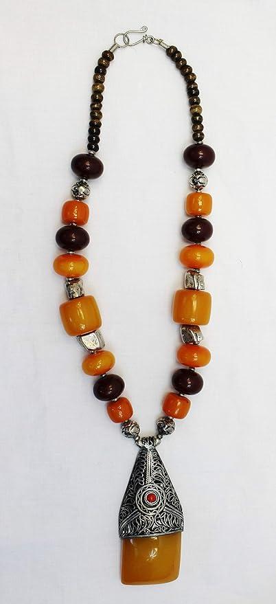 F666 Ethnic Huge Colorful Beads Tibetan Gypsy Necklace Hand Crafted in Nepal