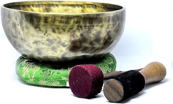10-Inch Handmade Tibetian Singing Bowl -Tiger Eye Antique Finished