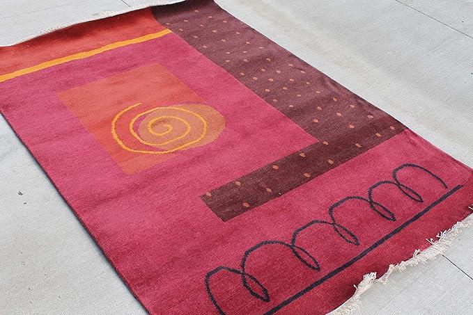 RSG4725/1428 Gorgeous Modern Design Hand Made Tibetan Woolen Area Rug 4.6 Ft X 6.7 Ft Made in Nepal