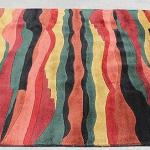 RSG14098 Gorgeous Multicolored Bold Stripped Hand Made Tibetan Woolen Area Rug 5' x 8' Made in Nepal