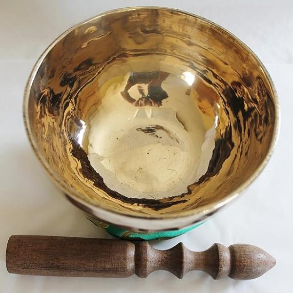 F301N 5" Palm Size Energetic Heart 'F' Chakra Healing Tibetan Singing Bowl Handmade in Nepal
