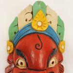 F1087-F730 Hand Crafted Wooden Mask of Hindu God Ganesh Wall Hanging Made in Nepal