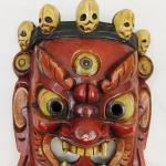 F726/F1002 Hand Crafted Wooden Mask of Hindu God Bhairab Mahakal Wall Hanging Made in Nepal