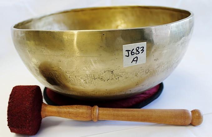 J683 10" Energetic Third Eye 'A' Chakra Healing Hand Hammered Tibetan Singing Bowl Made in Nepal