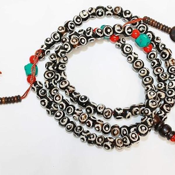 F719 Handmade Tibetan Bone Beads 108 Japa Mala for Meditation, Yoga 7-8mm Beads
