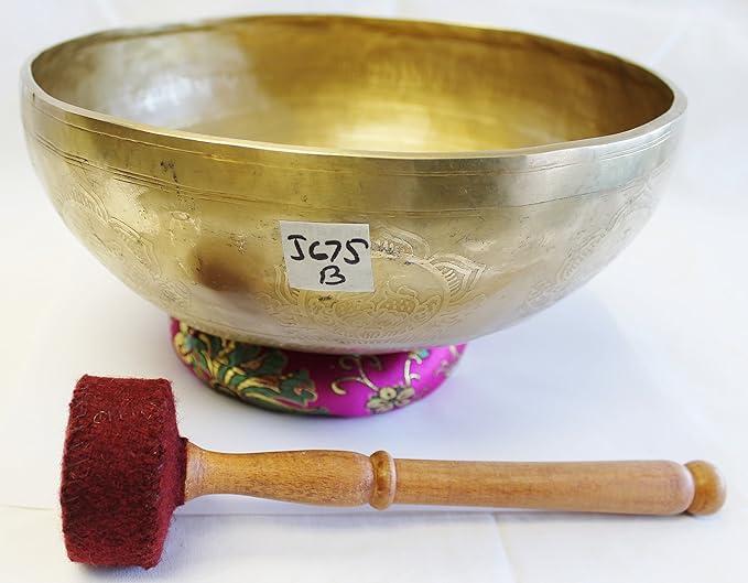 J675 10" Energetic Crown 'B' Chakra Healing Hand Hammered Tibetan Singing Bowl Made in Nepal
