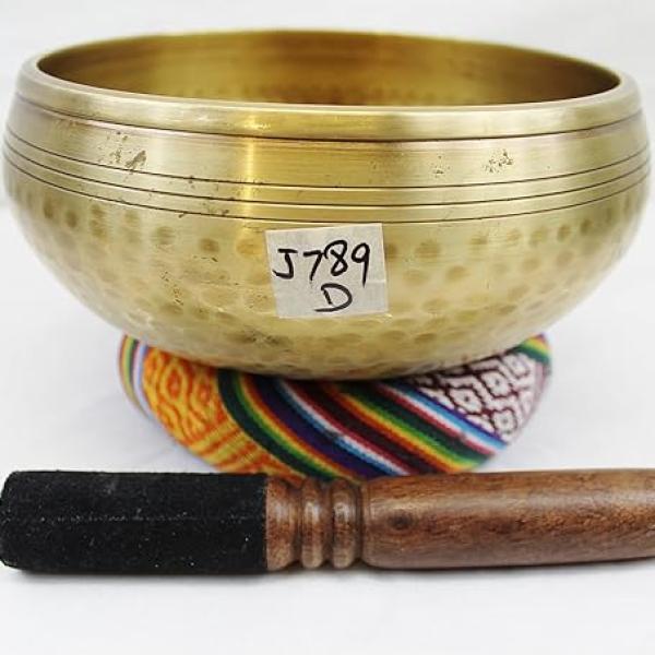 J789-J598 7.6" Energetic Sacral 'D' Chakra Healing Hand Hammered Tibetan Singing Bowl Made in Nepal