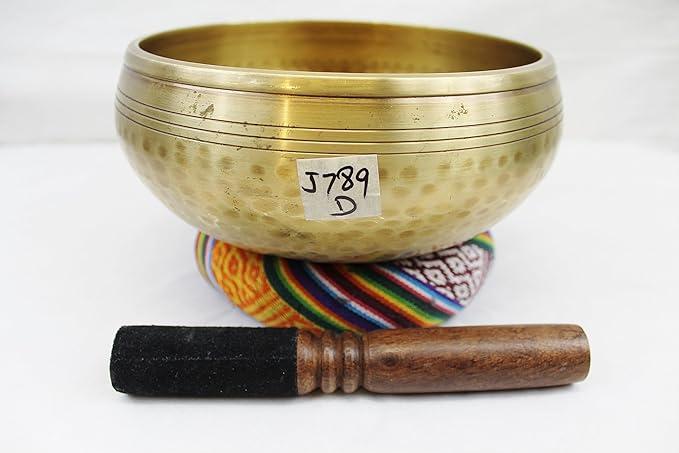J789-J598 7.6" Energetic Sacral 'D' Chakra Healing Hand Hammered Tibetan Singing Bowl Made in Nepal