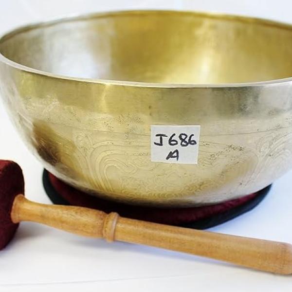 J686 10" Energetic Third Eye 'A' Chakra Healing Hand Hammered Tibetan Singing Bowl Made in Nepal