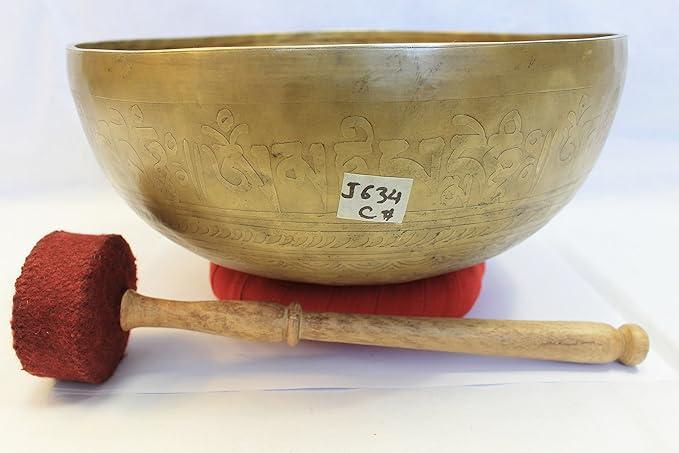 J634 11" Energetic Root 'C#' Chakra Healing Hand Hammered Tibetan Singing Bowl Made in Nepal