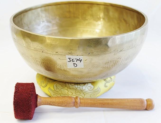 J674 9.5" Energetic Sacral 'D' Chakra Healing Hand Hammered Tibetan Singing Bowl Made in Nepal