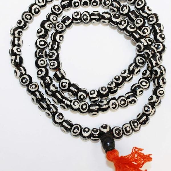 F718 Handmade Tibetan Bone Beads 108 Japa Mala for Meditation, Yoga 7-8mm Beads