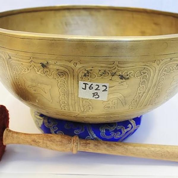 J622 10.5" Energetic Crown B Chakra Healing Hand Hammered Tibetan Singing Bowl Made in Nepal