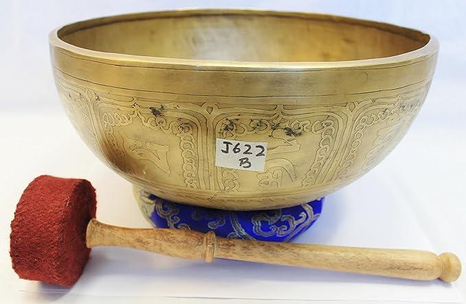J622 10.5" Energetic Crown B Chakra Healing Hand Hammered Tibetan Singing Bowl Made in Nepal
