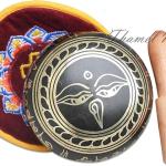 Meditation Om Mani Padme Hum Peace Wooden Striker & Cushion