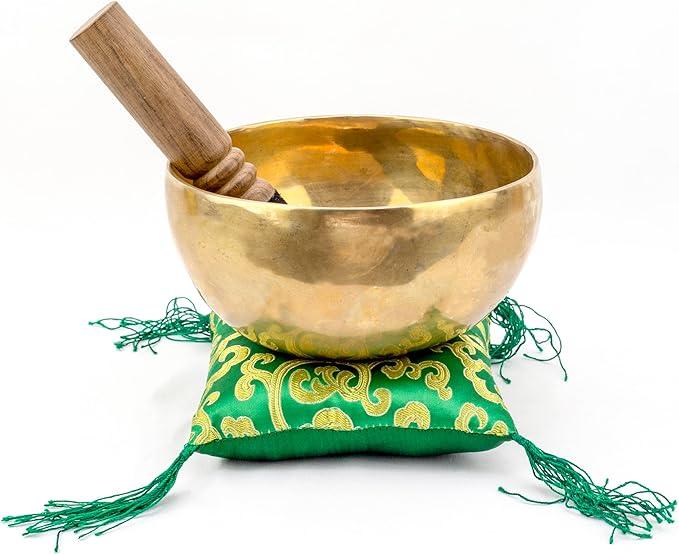 6-Inch Handmade Tibetan Singing Bowl Best use for Meditation, Sound Healing, Cleansing, Mindfulness & Relaxation ~ Cushion & Sueded Leather wooden Mallet included