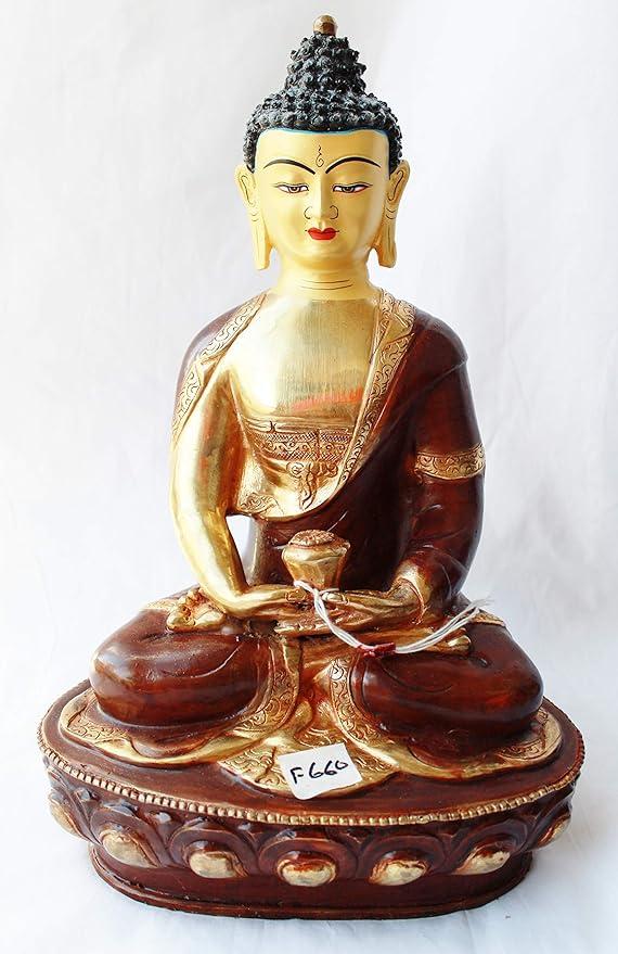 thamelmartUSA F660/F652 Exclusive Gold Plated Copper Statue of Amitabha Buddha 13" Handmade Nepal