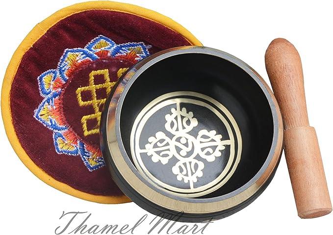 Meditation Om Mani Padme Hum Peace Wooden Striker & Cushion