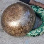 5" Mantra Carved Buddha Tibetan Singing Bowl, Hand Hammered Nepal Yoga Singing Bowls with Cushion & Mallet Striker