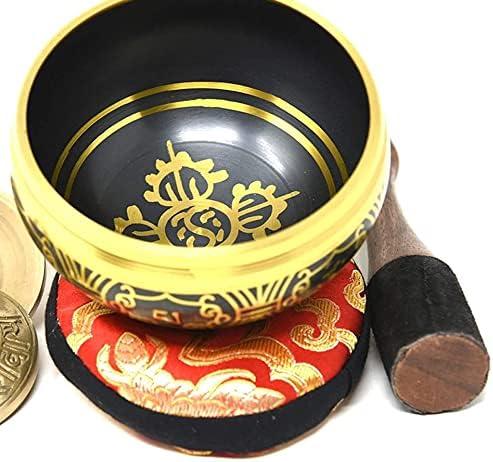 4 Inch Meditation Om Mani Padme Hum Peace Wooden Striker, Om Tingsha" & Cushion