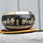 Meditation Om Mani Padme Hum Peace Wooden Striker & Cushion