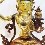 thamelmartUSA F649 Exclusive Gold Plated Copper Statue of Manjushree 13" Tall, Made in Nepal