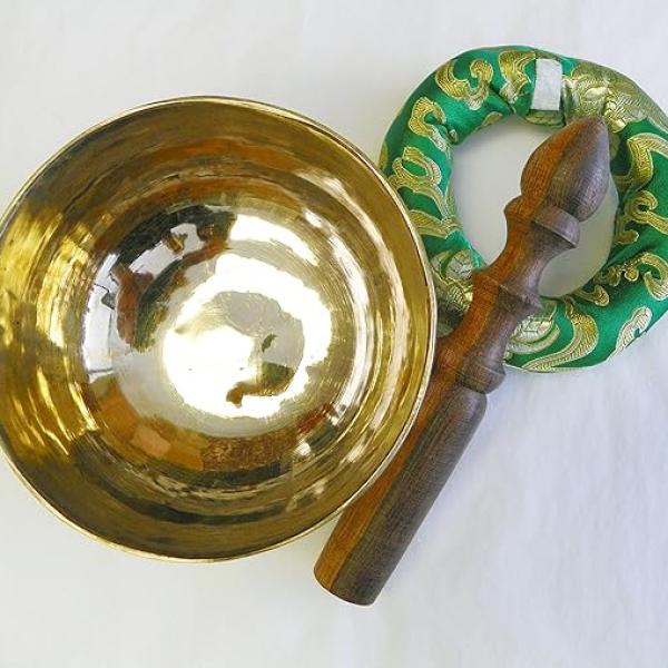 J655 5" Palm Size Energetic Heart 'F' Chakra Healing Tibetan Singing Bowl Made in Nepal