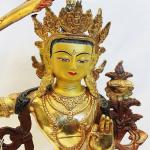 thamelmartUSA F649 Exclusive Gold Plated Copper Statue of Manjushree 13" Tall, Made in Nepal