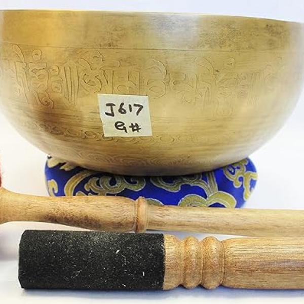 J617 8.5" Energetic Throat G# Chakra Healing Hand Hammered Tibetan Singing Bowl Made in Nepal