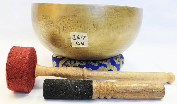 J617 8.5" Energetic Throat G# Chakra Healing Hand Hammered Tibetan Singing Bowl Made in Nepal