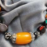 F668 Huge Colorful Beads Tibetan Gypsy Necklase Hand Crafted in Nepal