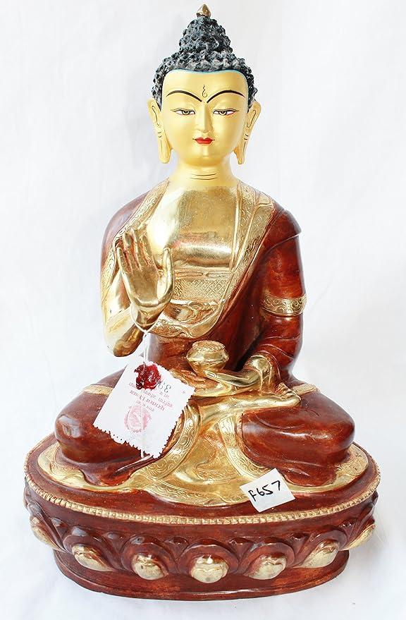 thamelmartUSAF657 Authentic Gold Plated Copper Statue of Amogsiddhi Buddha 13" Handmade in Nepal