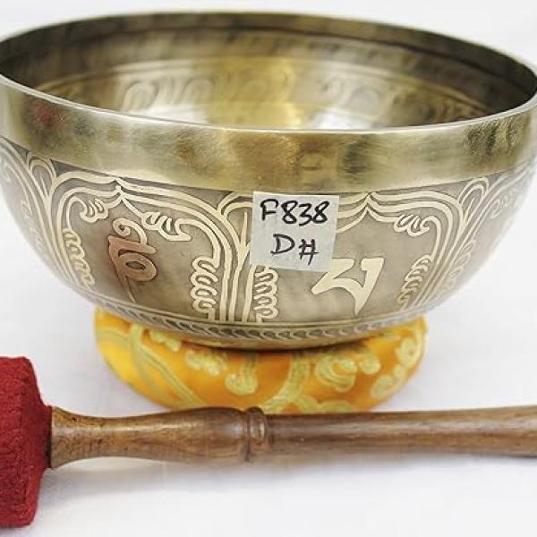 F838 8" Energetic Sacral 'D#' Chakra Healing Hand Hammered Tibetan Singing Bowl Made in Nepal