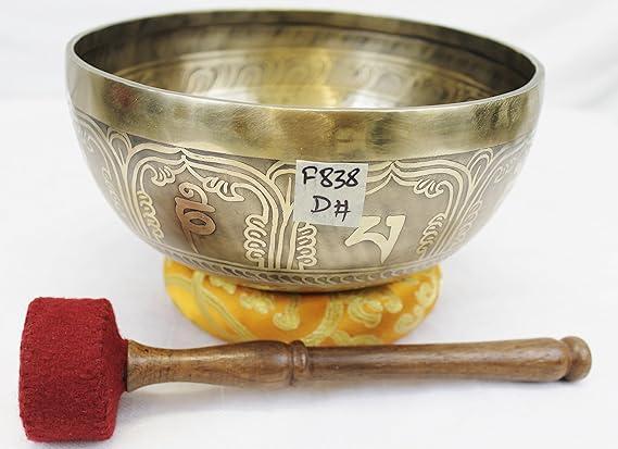 F838 8" Energetic Sacral 'D#' Chakra Healing Hand Hammered Tibetan Singing Bowl Made in Nepal