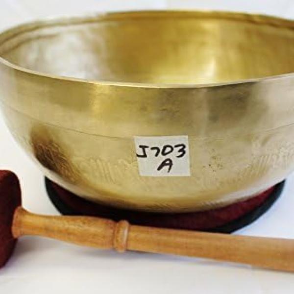 J703 9.5" Energetic Third Eye 'A' Chakra Healing Hand Hammered Tibetan Singing Bowl Made in Nepal