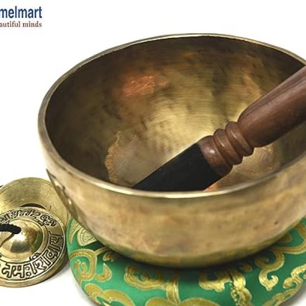 7 Inches Antique Finished Hand Hammered Tibetan Meditation Singing Bowl for Relaxing, Sound Bath, Mindfullness and Wellness - Mallet & Cushion Included - Handmade in Nepal