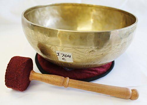 J704 9.5" Energetic Root 'C' Chakra Healing Hand Hammered Tibetan Singing Bowl Made in Nepal