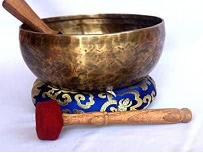 Throat Chakra and Zeal Chakras Note Antique Hand Hammered Tibetan Meditation Singing Bowl 9 Inches-Yoga Old Bowl by Sinigng bowl house