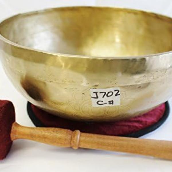 J702 9.5" Energetic Root 'C#' Chakra Healing Hand Hammered Tibetan Singing Bowl Made in Nepal