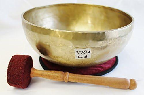 J702 9.5" Energetic Root 'C#' Chakra Healing Hand Hammered Tibetan Singing Bowl Made in Nepal
