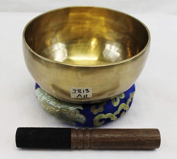 J813-F567 6.5" Energetic Third Eye 'A#' Chakra Healing Hand Hammered Tibetan Singing Bowl Made in Nepal