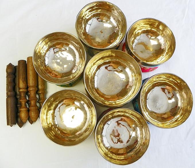 F263 All Chakra (7) Sets of Palm Size 5" Chakra Healing Tibetan Singing Bowl Made in Nepal