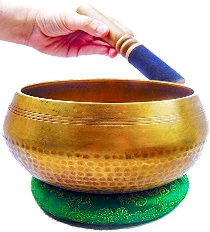 3.75 Inch Meditation Om Mani Padme Hum Peace Wooden Striker, Om Tingsha Cymbals & Cushion