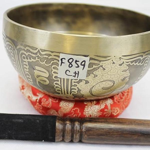 F859 7" Energetic Root 'C#" Chakra Healing Hand Hammered Tibetan Singing Bowl Made in Nepal