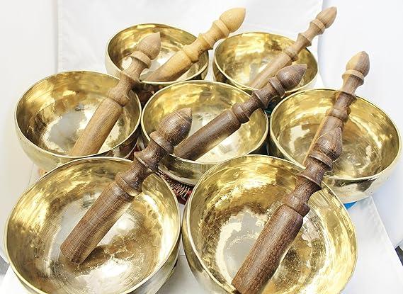 J560 All Chakra (7) Sets of Palm Size Chakra Healing Tibetan Singing Bowl Made in Nepal
