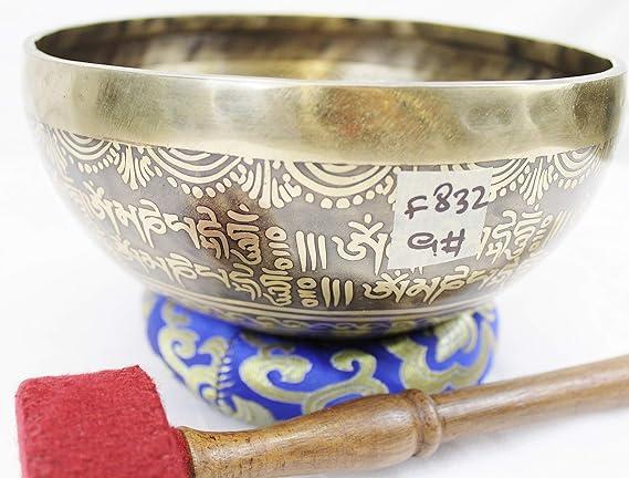 F832 8" Energetic Throat 'G#' Chakra Healing Hand Hammered Tibetan Singing Bowl Made in Nepal