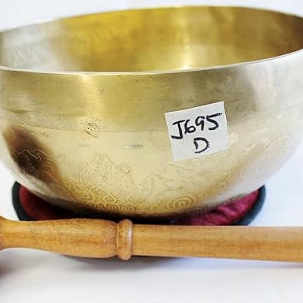 J695 7.75" Energetic Sacral 'D' Chakra Healing Hand Hammered Tibetan Singing Bowl Made in Nepal